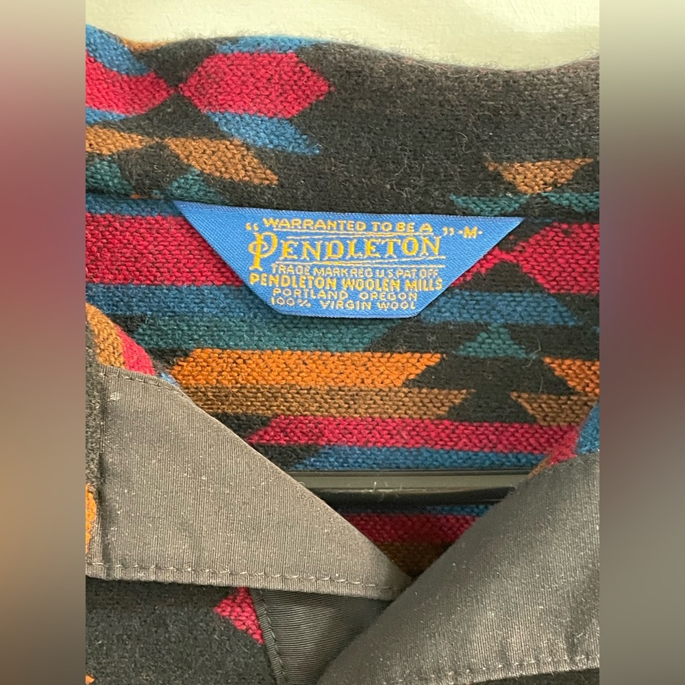 Pendleton Wool Pullover Quarter Snap Jacket  Aztec Print Outdoors Wool - Picture 3 of 5